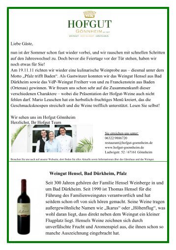 Newsletter Herbst11 - Weingut von Franckenstein