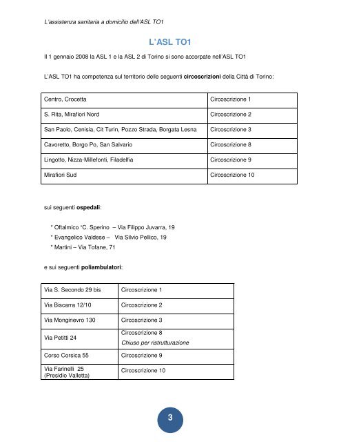 ASSISTENZA SANITARIA A DOMICILIO Opuscolo ... - ASL TO 1