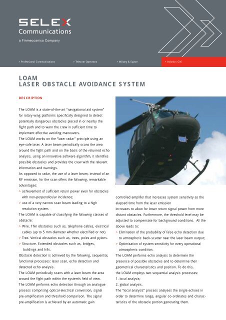 LOAM LASER OBSTACLE AVOIDANCE SYSTEM