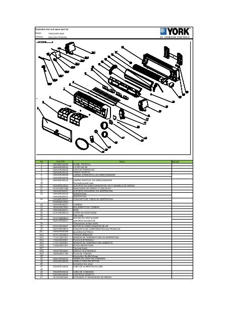 Lista de PeÃ§as / Vistas Explodidas - High Wall ... - Johnson Controls