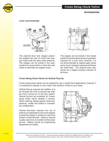 Accessories Crown Swing Check Valves - Stream Flo