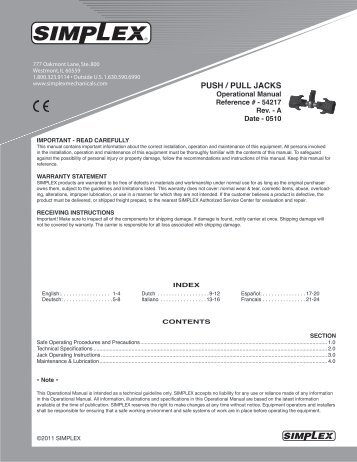 PUSH / PULL JACKS - Simplex