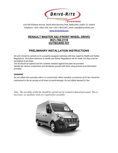 RENAULT MASTER X62 (FRONT WHEEL DRIVE) W21-760-3118 ...