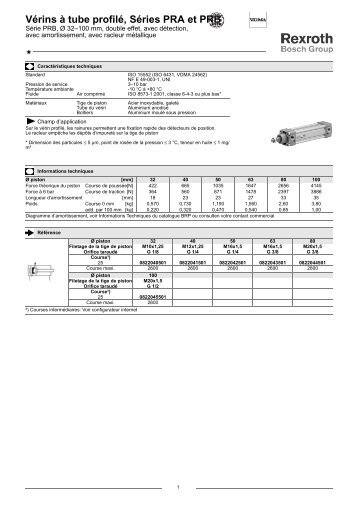 VÃ©rins Ã  tube profilÃ©, SÃ©ries PRA et PRB - Bosch Rexroth