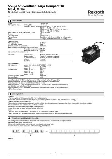 5/2- ja 5/3-venttiilit, sarja Compact 18 NS 4, G 1/4 - Bosch Rexroth