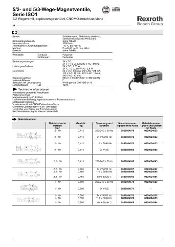 5/2- und 5/3-Wege-Magnetventile, Serie ISO1 - Bosch Rexroth