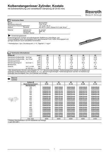 Kolbenstangenloser Zylinder, Kostalo - Bosch Rexroth