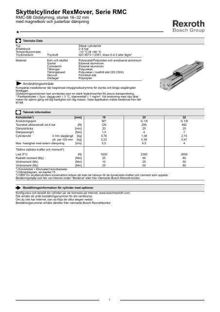 Skyttelcylinder RexMover, Serie RMC - Bosch Rexroth