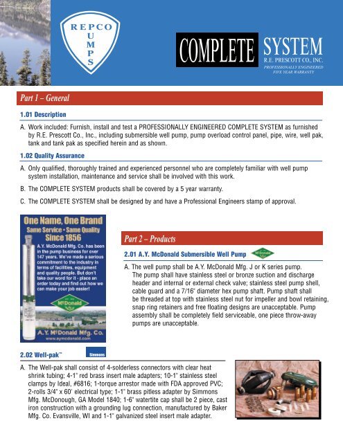 Complete Pump System Guide - RE Prescott Company