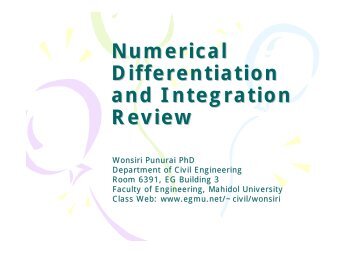 Numerical Differentiation and Integration Review