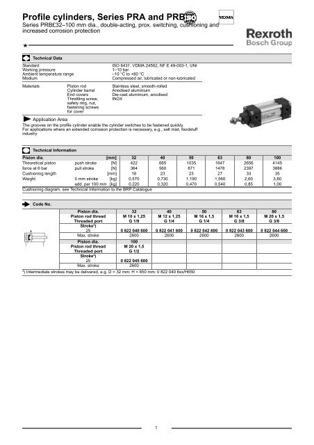 Profile cylinders, Series PRA and PRB