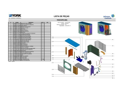 Lista de PeÃ§as / Vistas Explodidas - Cassete YKDA - Johnson Controls