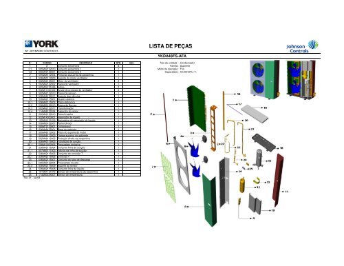 Lista de PeÃ§as / Vistas Explodidas - Cassete YKDA - Johnson Controls