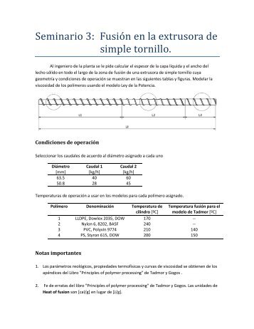 Seminario 3: Fusión en la extrusora de simple tornillo.