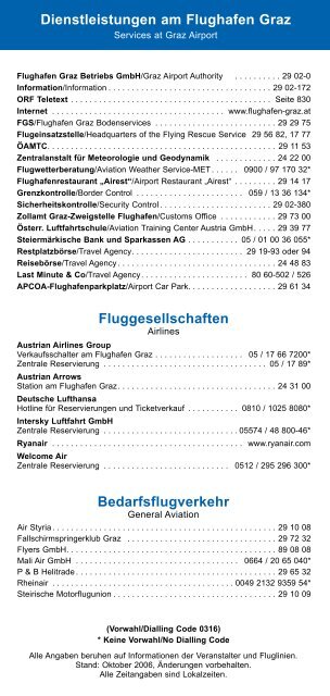 Winterflugplan - Flughafen Graz