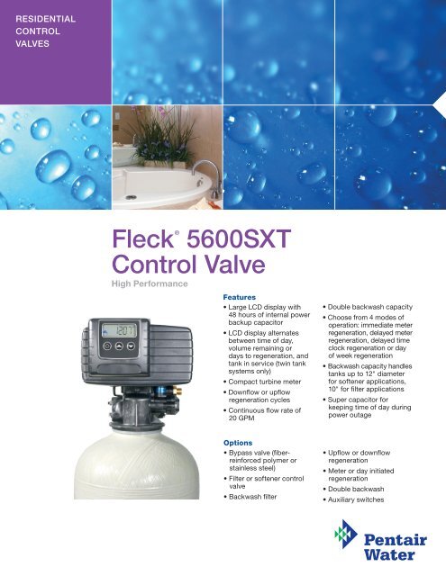 FleckÂ® 5600SXT Control Valve - Pentair Residential Filtration