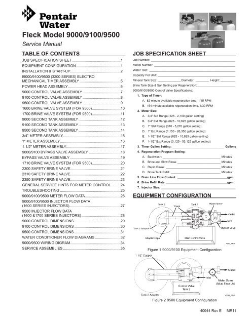 Fleck Model 9000/9100/9500 - Pentair Residential Filtration