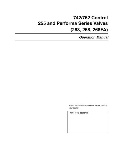 Performa Inlet Valve Instructions.pdf 742/762 Control 255 and Performa Series Valves - Pentair ...