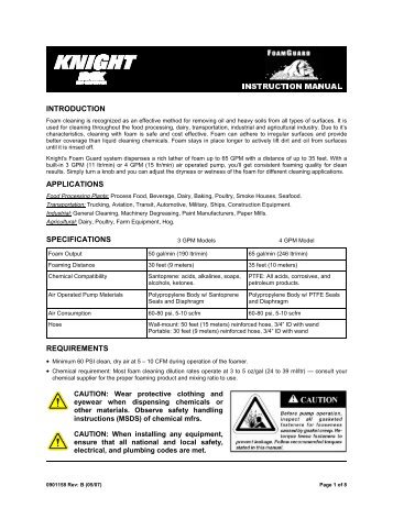 0901158 - FoamGuard Foamer Instruction Manual - knight llc