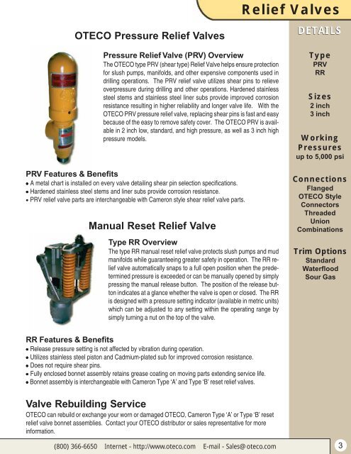 Oteco Shear Pin Chart