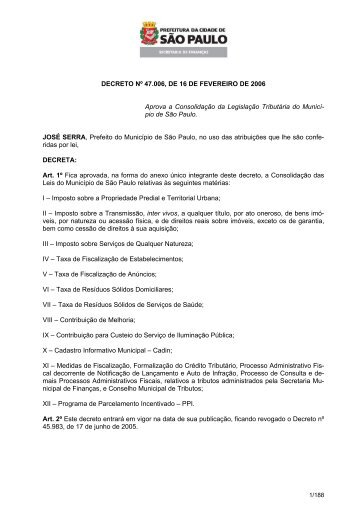 Decreto NÂº 47.006 - Prefeitura de SÃ£o Paulo