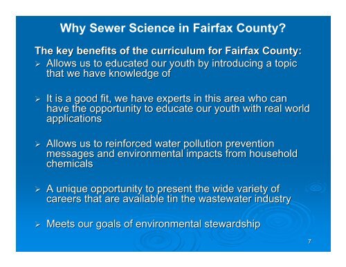 Why Sewer Science in Fairfax County? - Virginia Water Environment ...