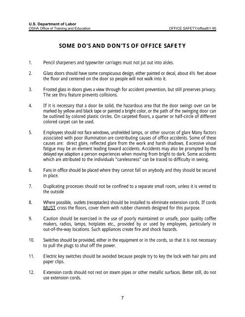 Some Do S And Don Ts Of Office Safety