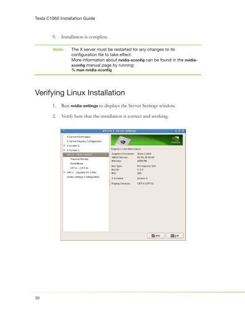 Tesla C1060 Installation Guide - NVIDIA