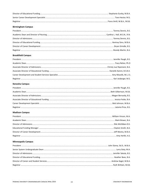 UNDERGRADUATE Catalog 2013â2014 - Herzing University