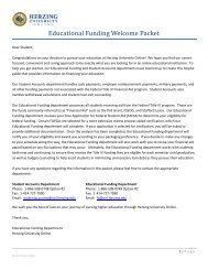 Educational Funding Welcome Packet - Herzing University Portal
