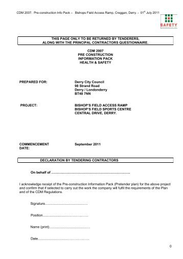 this page only to be returned by tenderers - Derry City Council