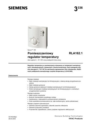 3336 Pomieszczeniowy regulator temperatury RLA162.1 - ALPAT