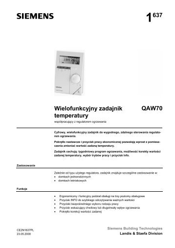 1637 Wielofunkcyjny zadajnik temperatury QAW70 - ALPAT