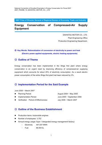 Energy Conservation of Compressed-Air Supply Equipment - ECCJ