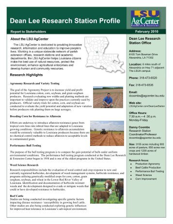 Dean Lee Research Station Profile - The LSU AgCenter