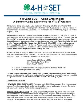 4-H Camp LOST â Camp Grant Walker A Summer Camp Experience ...