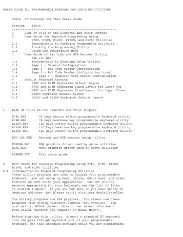 USERS GUIDE for PROGRAMMABLE KEYBOARD AND ...