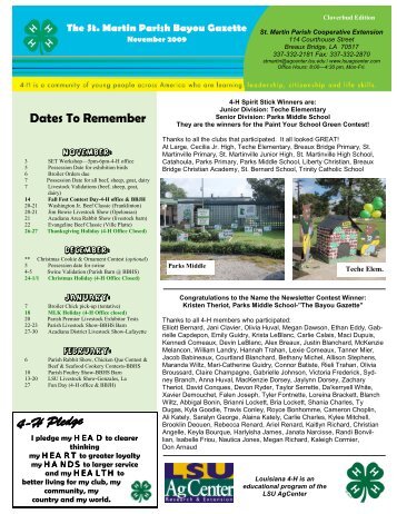 Dates To Remember The St. Martin Parish Bayou Gazette