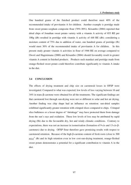 Investigating carotenoid loss after drying and storage of