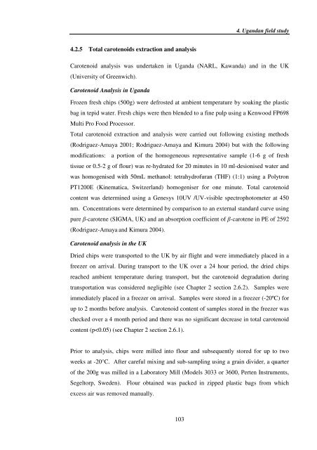 Investigating carotenoid loss after drying and storage of