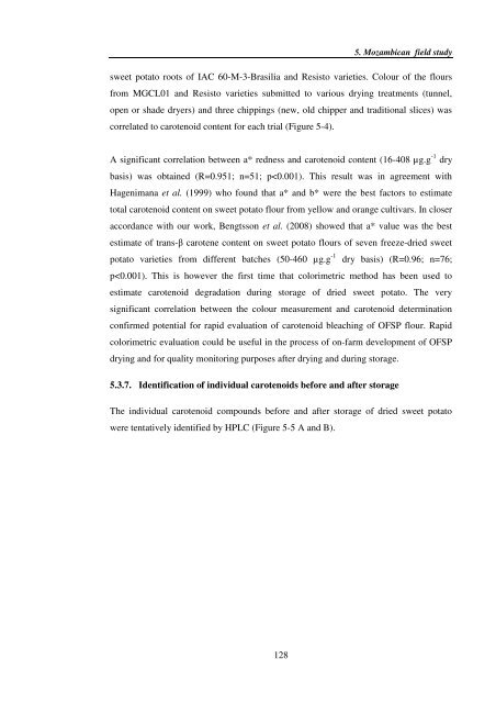 Investigating carotenoid loss after drying and storage of