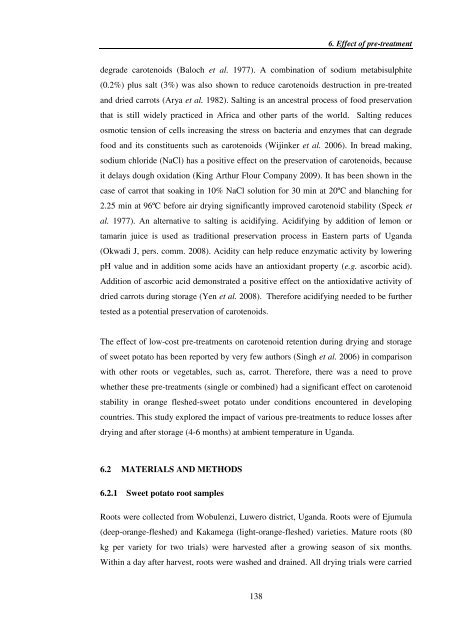 Investigating carotenoid loss after drying and storage of