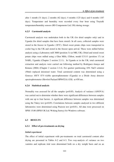 Investigating carotenoid loss after drying and storage of