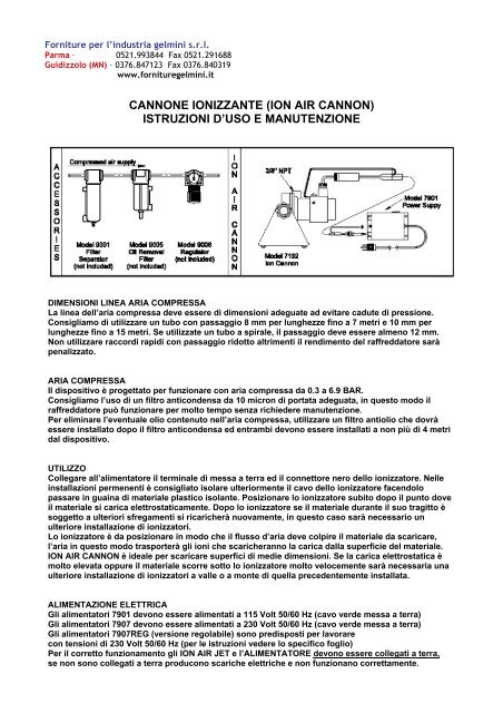 Cannone ionizzatore - Gelmini S.r.l.