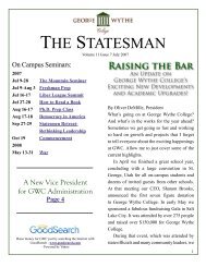 Raising the Bar - George Wythe University Newsletter