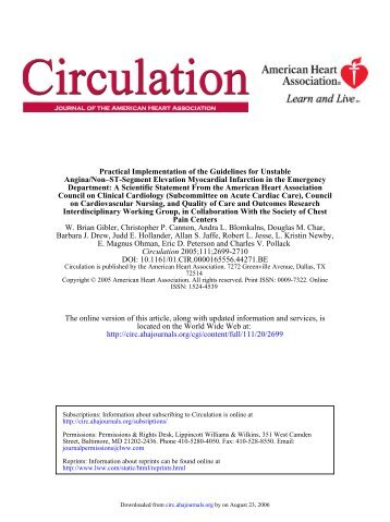 Guidelines for Unstable Angina and NSTEMI in the ED from the AHA