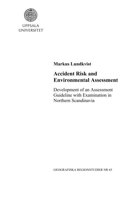 Accident Risk And Environmental Assessment - Env-Impact.Geo.Uu.Se