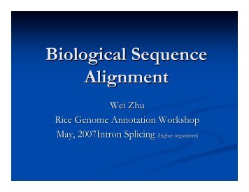 Biological Sequence Alignment - Rice Genome Annotation Project