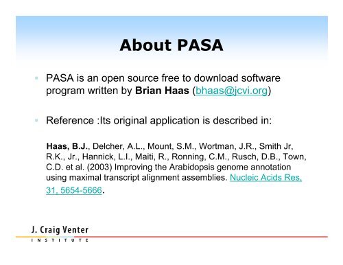 PASA Pipeline - Rice Genome Annotation Project