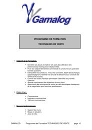 PROGRAMME DE FORMATION TECHNIQUES DE VENTE - GamaLog